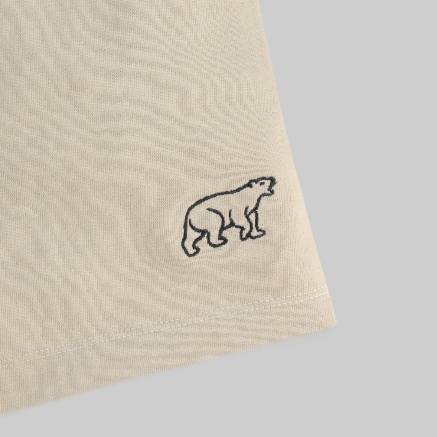 Embroidered Polarbear Shorts - Oat Meal - trangoclothing
