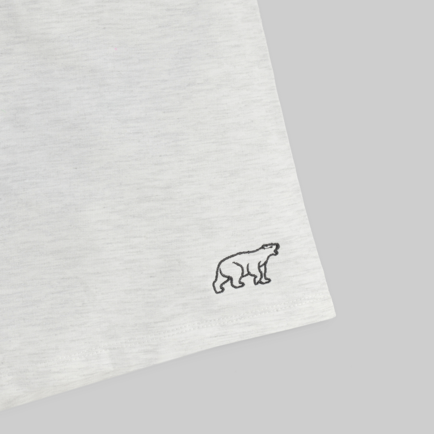 Embroidered Polarbear Shorts - White Melange - trangoclothing