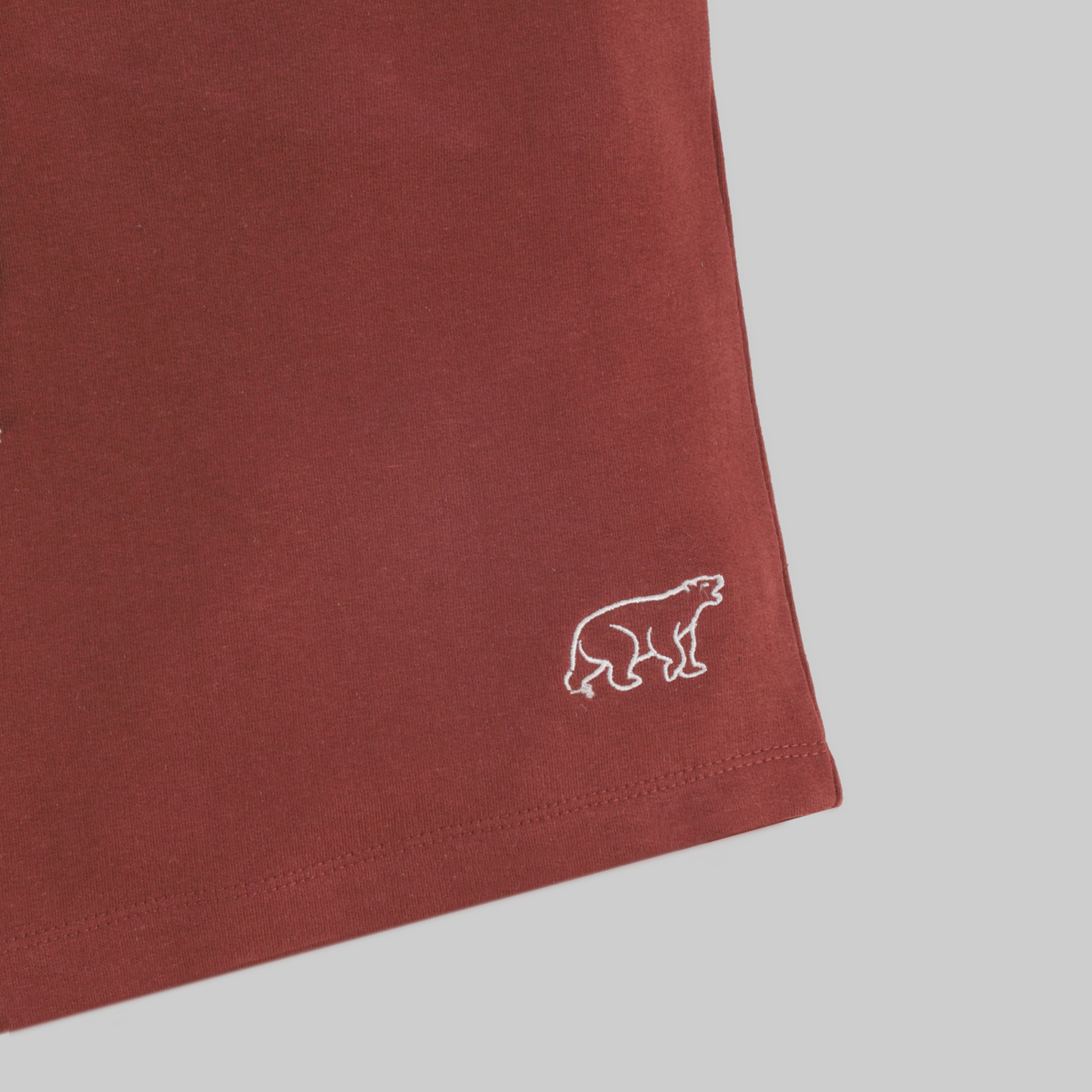 Embroidered Polarbear Shorts - Red Garnet - trangoclothing