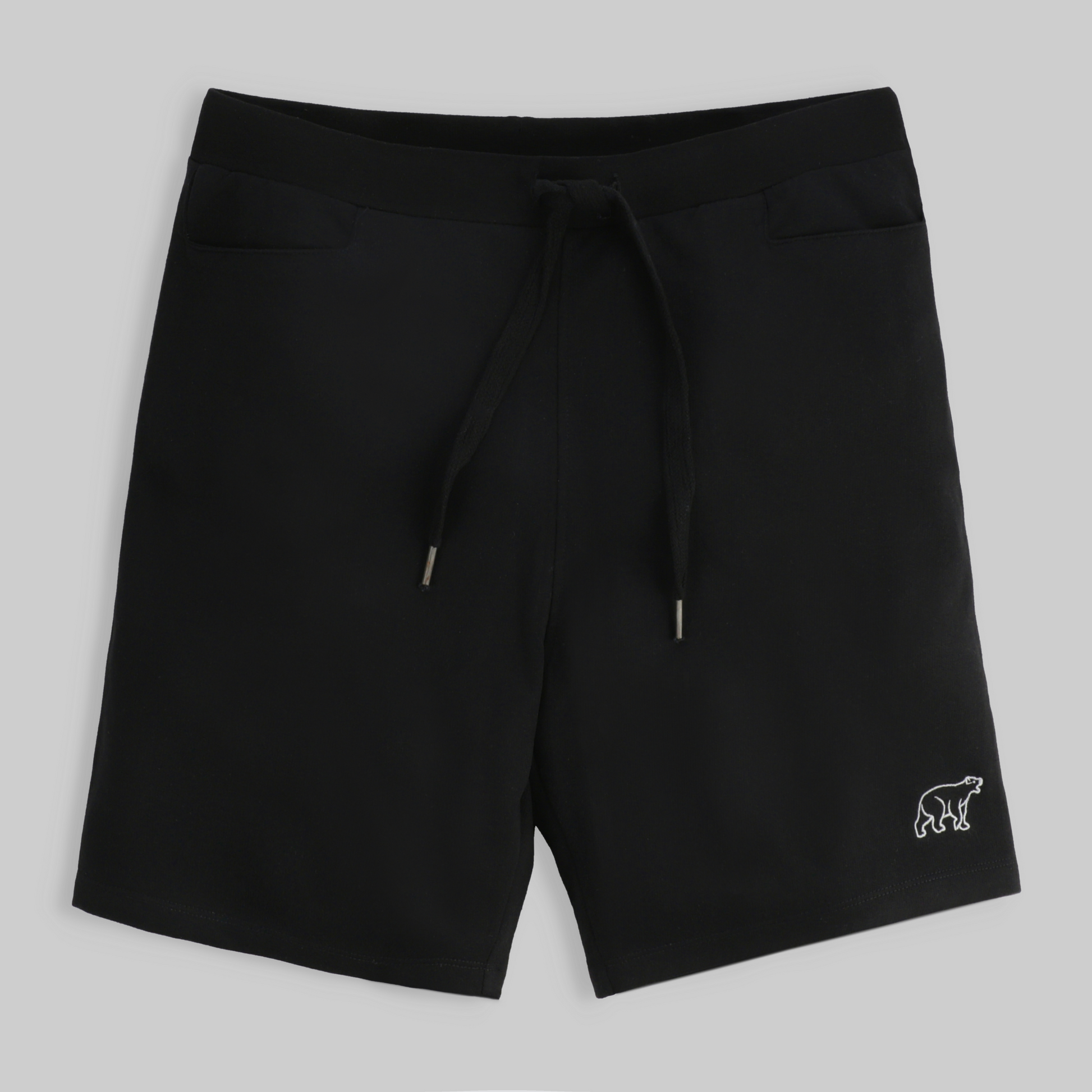 Embroidered Polarbear Shorts - Black - trangoclothing