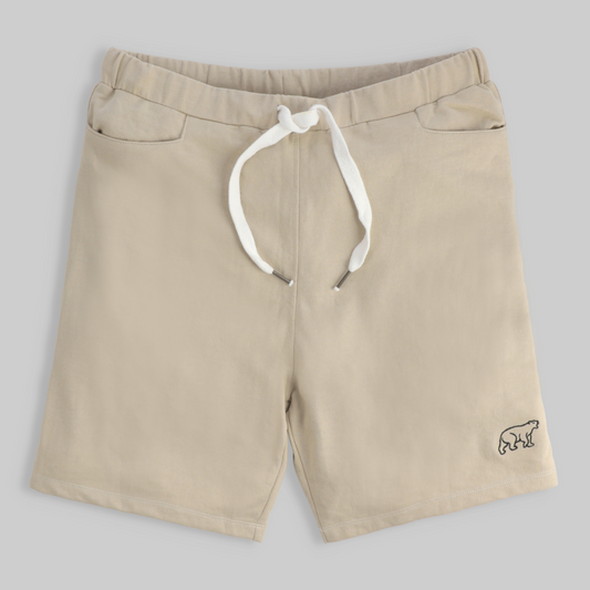 Embroidered Polarbear Shorts - Oat Meal
