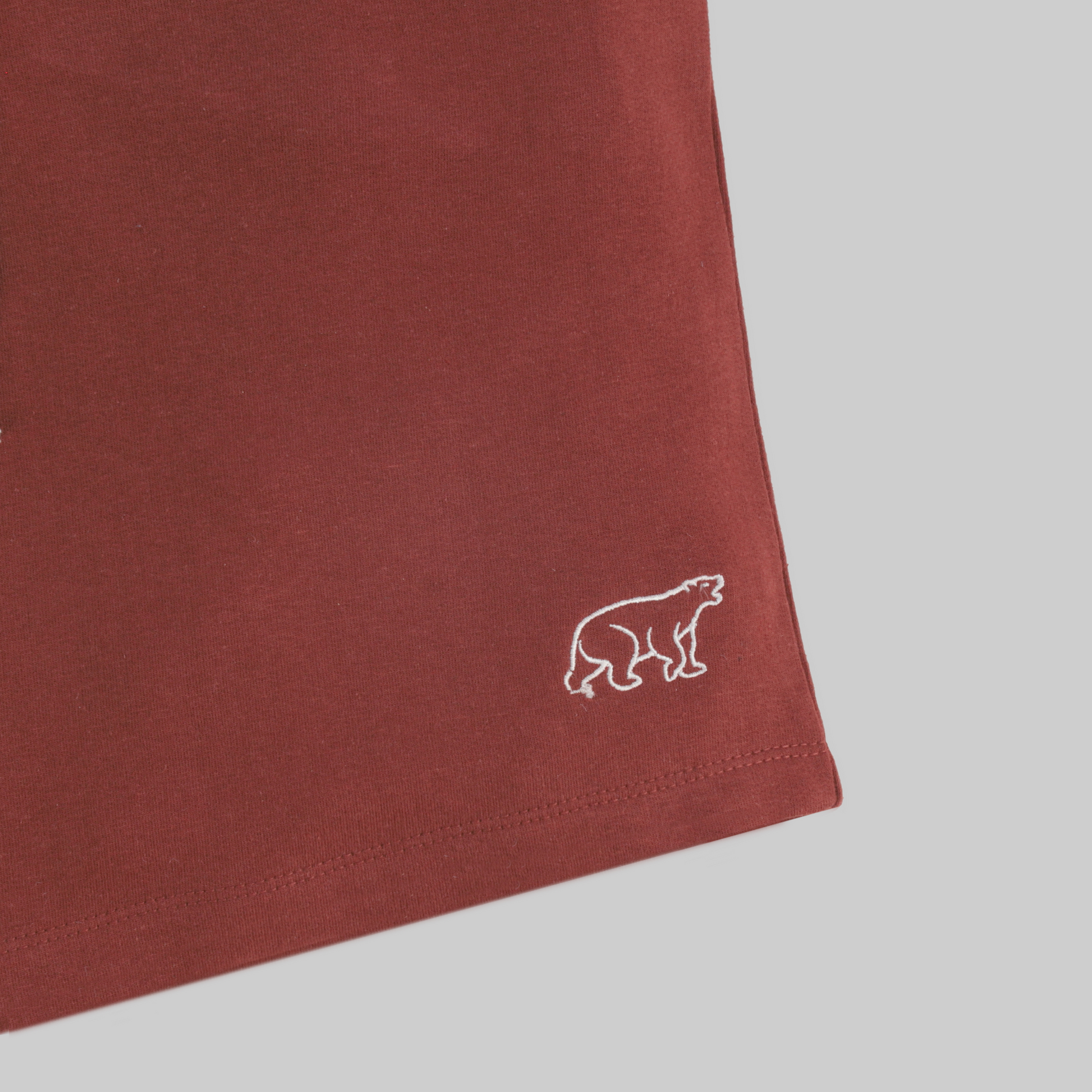 Embroidered Polarbear Shorts - Red Garnet - trangoclothing